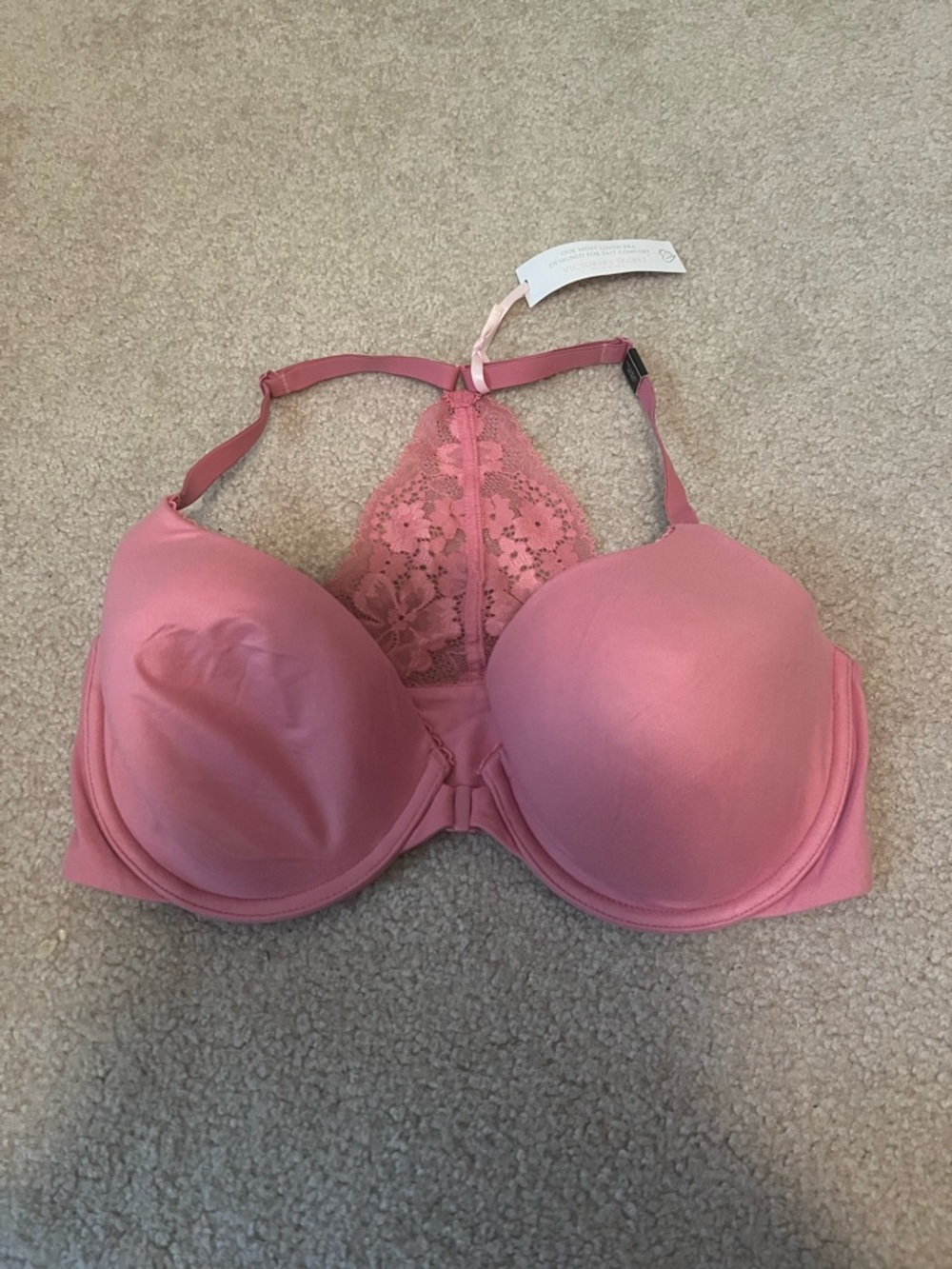 Victoria's Secret Lined Demi Pink Lace Racerback Bra
